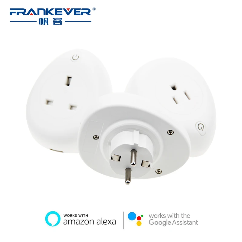 

FrankEver Smart Wifi Plug with Energy Monitoring 16A Timer Socket 100-240V Remote Control EU/US/UK Work with Alexa Google home