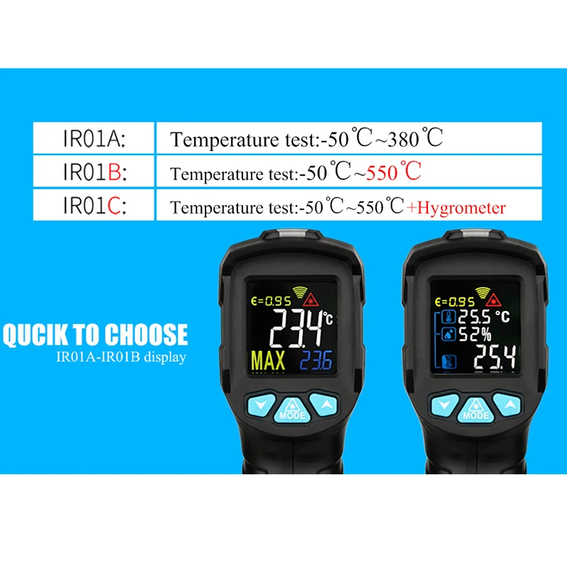 Цифровой термометр для измерения влажности IR01A/IR01B/IR01C инфракрасный термометр гигрометр Измеритель температуры и влажности пирометр