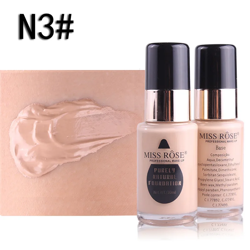 MISS ROSE 30MLGlass Bottle Foundation Repair Nourishing Concealer Foundation