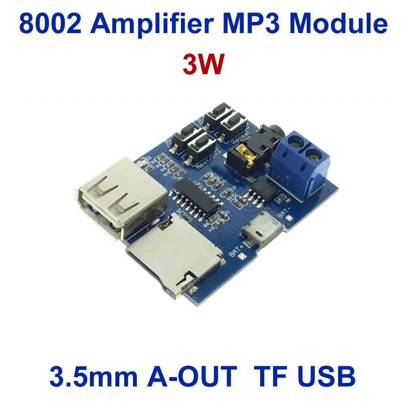 

5V Micro USB 3W 8002 Amplifier MP3 Module TF Card U Disk MP3 Decoder Board AMP Decoding Audio Kit 3.5MM Earphone DIY