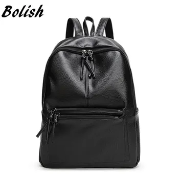 New Travel Backpack Korean Women Backpack Leisure Student Schoolbag Soft PU Leather Women Bag