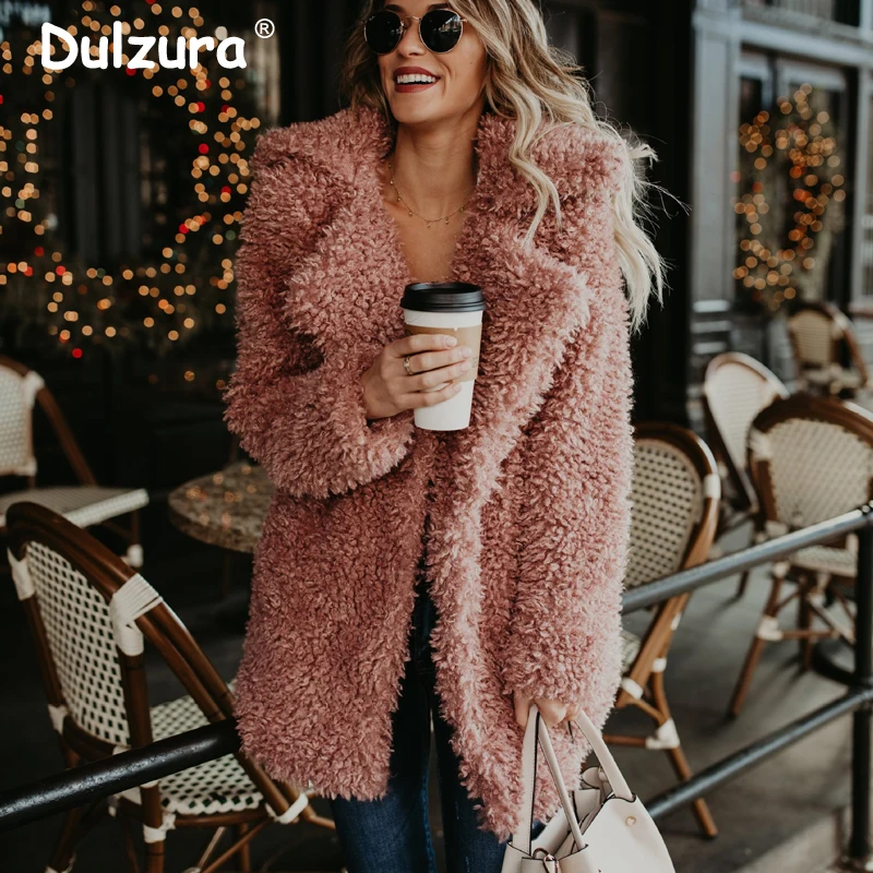 

Fluffy Pink Teddy Faux Fur Coat Jacket Women Streetwear 2018 Fashion Winter Thick Warm Furry Overcoat Shaggy Outerwear Femme