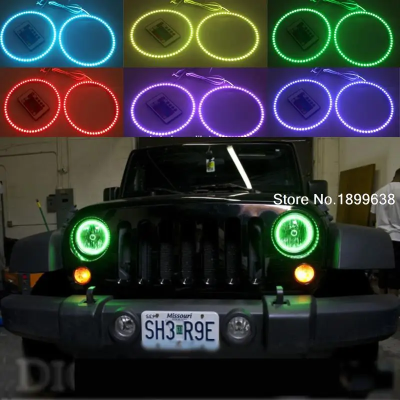 

7-Color RGB Multi-Color LED Angel Eyes Kit with a remote control for Jeep Wrangler 2007 - 2016