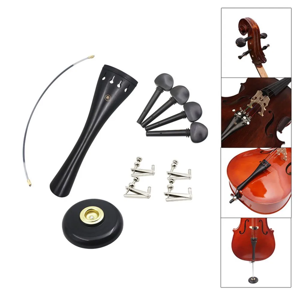 

Black Universal Cello Accessories Kits Units Professional Ebony Material Violoncello Parts Assembly Component