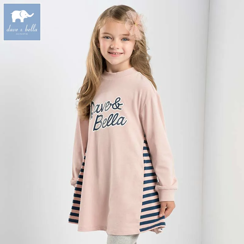 

DBK8124 dave bella kids 5Y-11Y dress children high quality dresses baby long sleeve clothing kids brand clothes