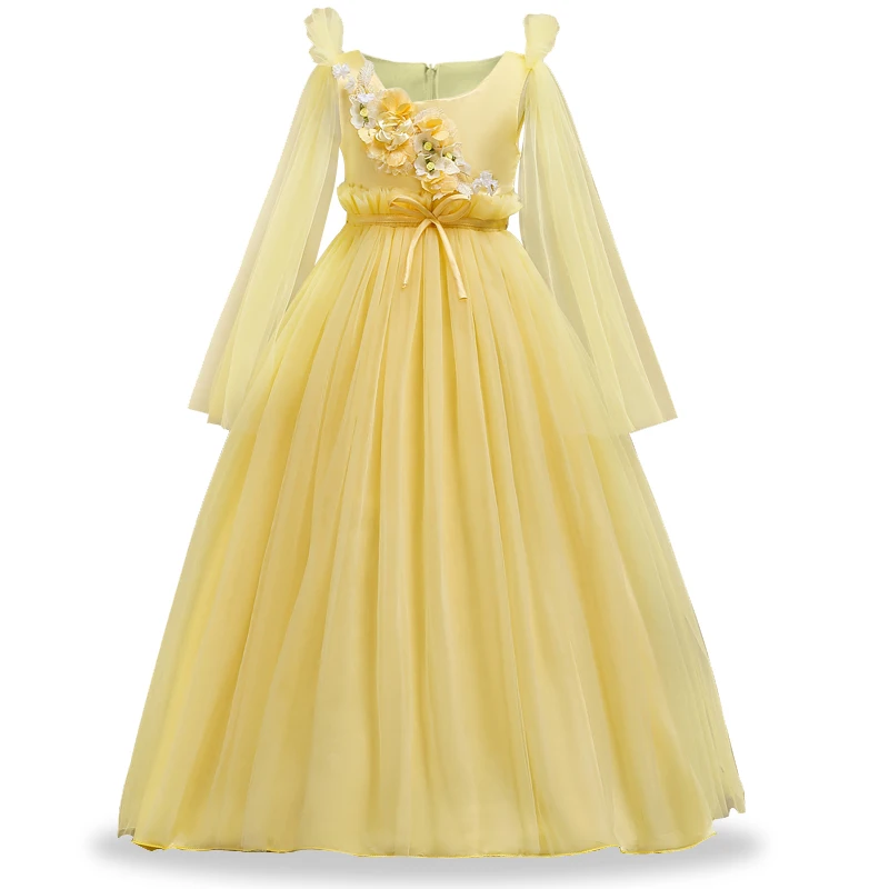 

2018 New Girls floral Dress Children Girls First Communion Dress Tulle Wedding Princess Costume Teen Party Prom