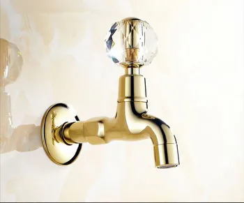 

Crystal Handle Gold Finish Design Brass Bibcock Faucet Tap/Mop Pool Taps/ Bathroom Wall Mount Washing Machine Water Faucet Taps