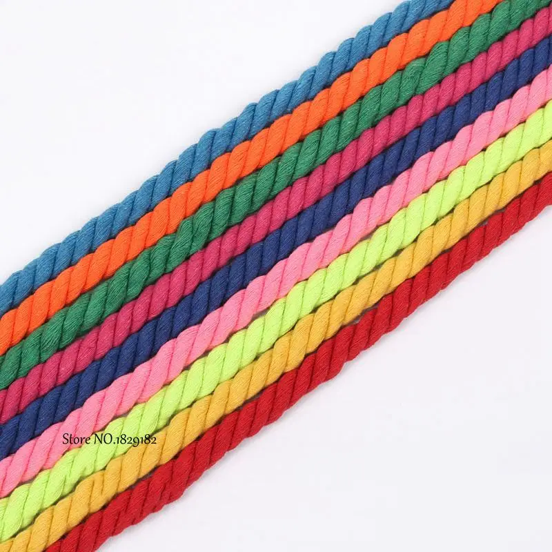 12mm 100% cotton 3 shares twisted cotton cords DIY craft decoration rope cord bag drawstring belt 15 colors
