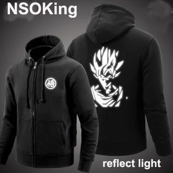 

New Winter Jackets and Coats Dragon Ball reflect light Hoodies Anime Son Gohan Hooded Zipper Men Sweatshirts
