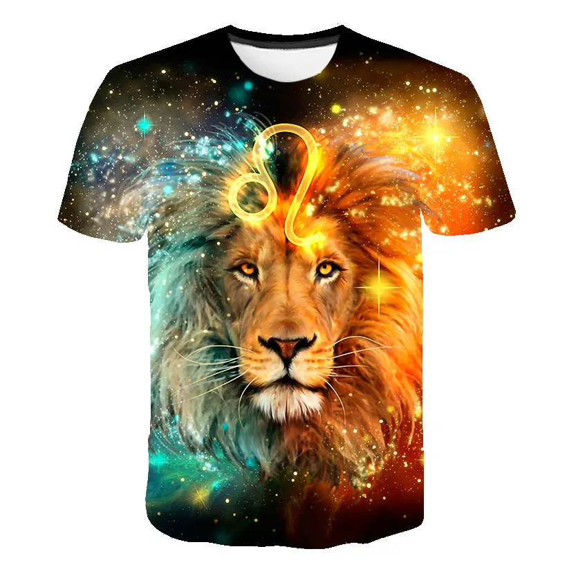 

New Summer Style Hip Hop T-shirt Men / women Print Gold lion 3d T Shirt Harajuku Clothes Camisa Masculina Size S-5XL