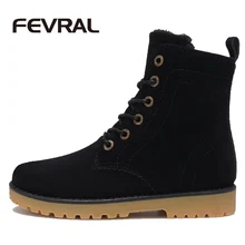 FEVRAL Marque Mode Hommes Automne Hiver Chaussures Hiver Bottes En Daim Qualité Botte de Neige De Fourrure Botines Mujer Chaussure Femme