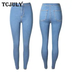 TCJULY 2018 новый дизайн стрейч Push Up синие джинсы для женщин тощий тонкий деним узкие брюки хлопок уличная повседневное дамы Джинс