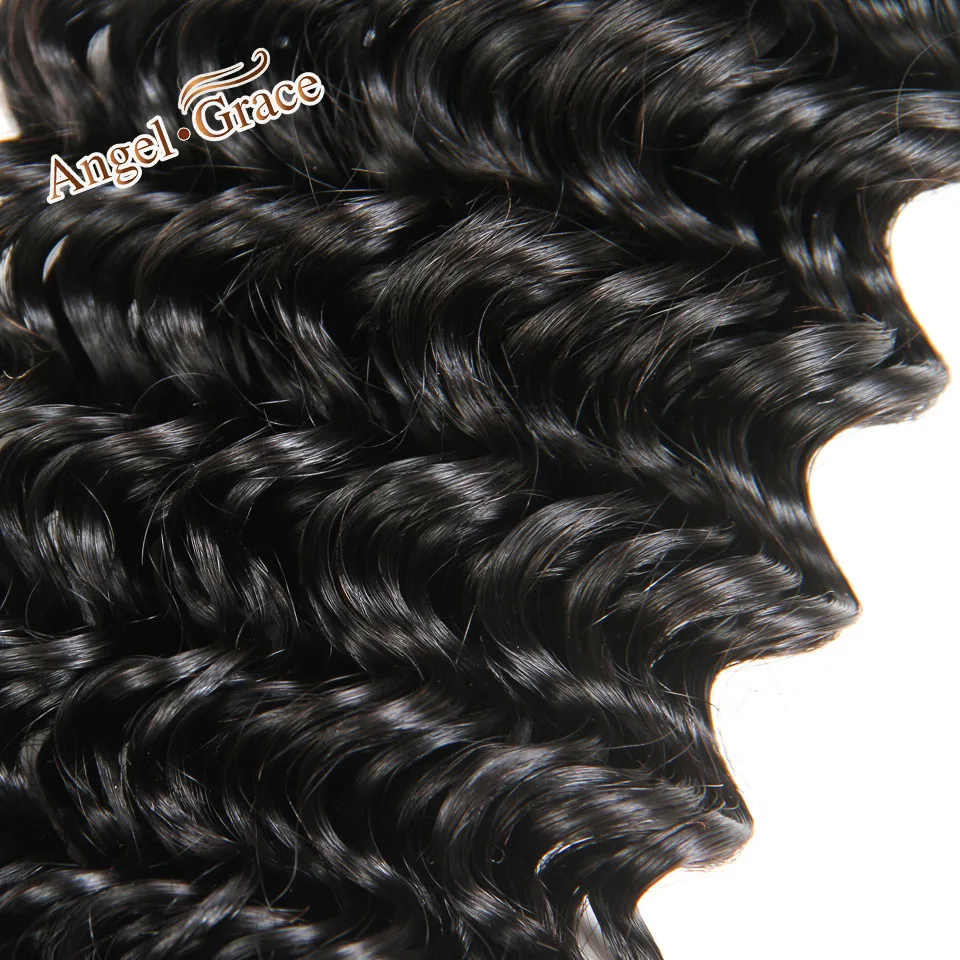 Angel Grace волосы перуанские глубокие волнистые волосы 100 г/шт. remy волосы плетение пучки натуральный цвет человеческие волосы ткачество