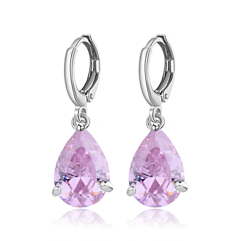 2 Zircone cubique larme brignolette Pendentif Boucle d'oreille perles violet 7x18mm #64549 