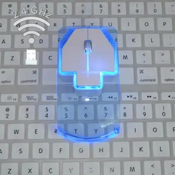 

Ultra Thin Transparent Style 2.4GHz Wireless Optical Mouse Fashion LED Colorful Luminous Mice For Notebook Desktop PC