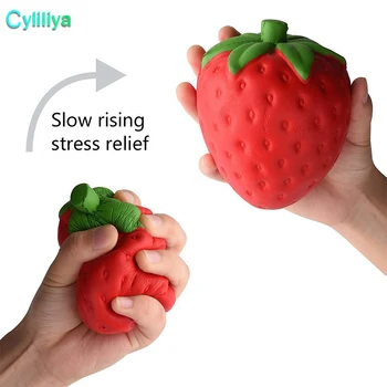 

12cm big strawberry squishy Colossal jumbo simulation Fruit kawaii Artificial slow rising squishies queeze toys bag phone charm