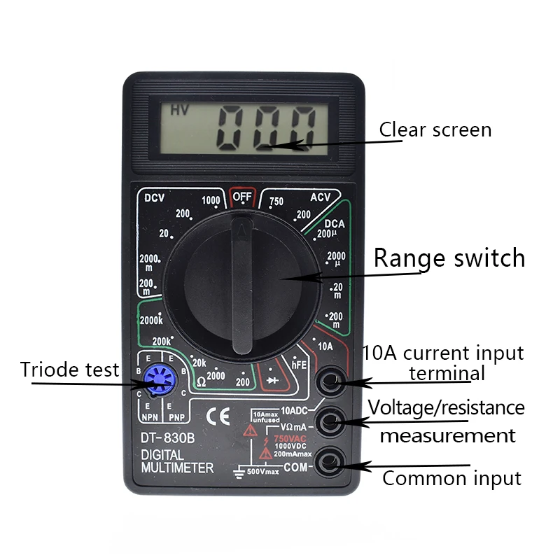 Цифровой вольтметр Омметр амперметр мультиметр ручной тестер DT830B AC DC 750/1000V