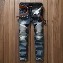#1541 2017 Мужские джинсы Лоскутная Байкер джинсы Skinny jeans мужчины Мотоцикл брюки Бегунов Джинсовые мужчин Slim fit джинсы homme