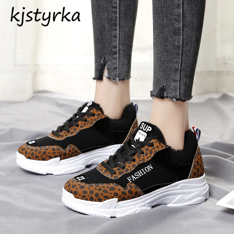 

Kjstyrka 2019 Leopard Print Women Sneakers Casual Shoes Trends Ins Female Flats Platform Spring Autumn Lace Up Shoes Woman