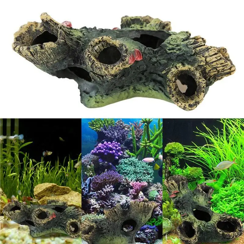 Смола Rockery Fish Tank ландшафтное украшение аквариума Rockery горная скрывающаяся пещера товары для домашних животных орнамент 1 шт