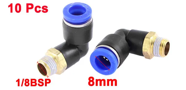 10pcs 1/8BSP Male to 8mm Tube Elbow Connectors Quick Connect Fittings PL8-01