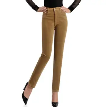 

New Autumn Women Fashion High waist corduroy pants Slim pencil trousers plus size s1284