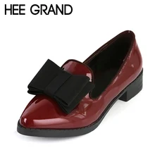 HEE GRAND Spring Platform Women Oxfords With Bowtie Patent Leather Brogue Shoes Woman Pointed Toe Slip On Ladies Flats XWD2527