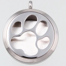 New 10pcs/lot Aromatherapy/Essential Oils Diffuser Locket Round Screw Silver Dog Paw Print Floating Locket Pendant Necklace