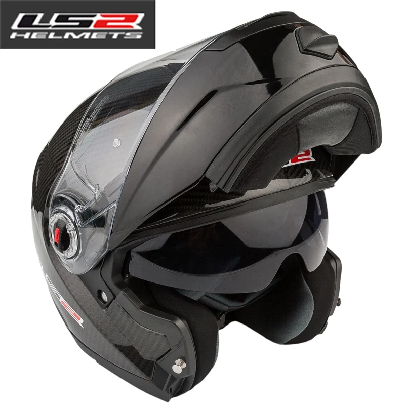 LS2 FF394 Carbon fiber flip up motorcycle helmet with dual lens moto