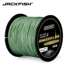 JACKFISH супер прочная 4 нити PE плетеная рыболовная леска 10-80 фунтов 300 м многофиламентная рыболовная леска для ловли карпа морская леска