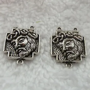 

80 pieces antique silver Jesus connector 27x21mm #308