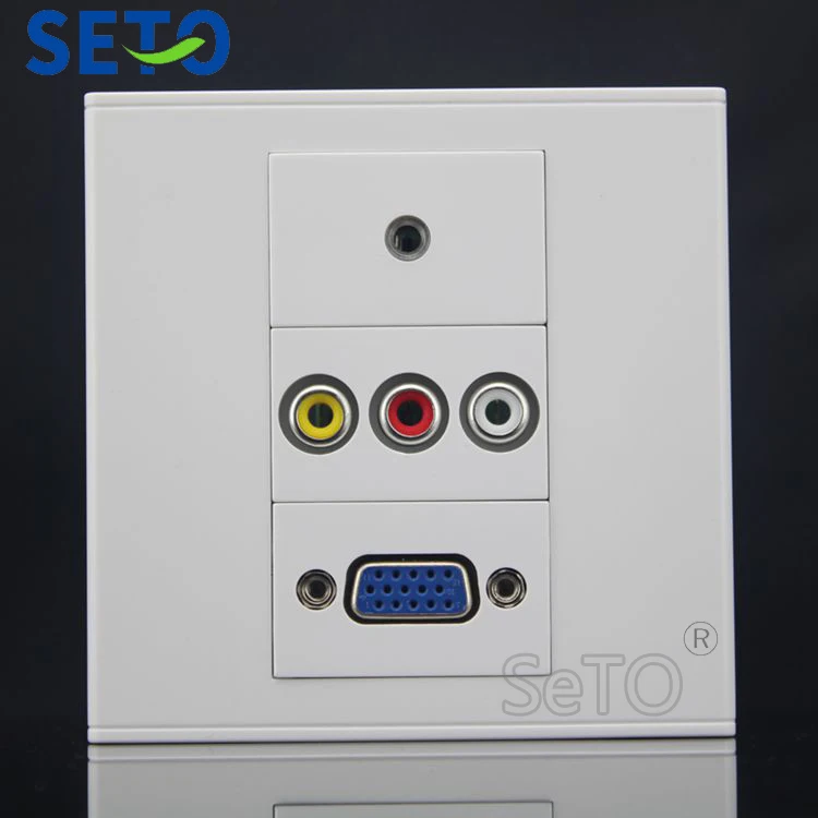 SeTo 86 Тип RCA AV аудио + 3 5 мм наушники VGA разъем панель настенная пластина розетка