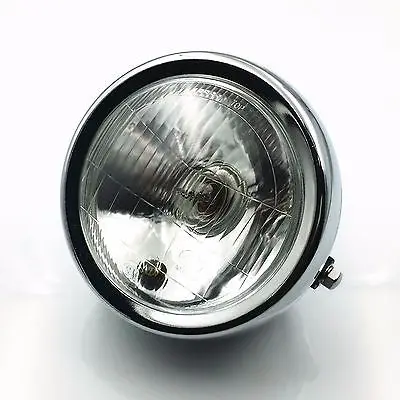 

Chrome Retro Motorcycle Side Mount Headlight Cafe Racer Bobber Cruiser Custom CB