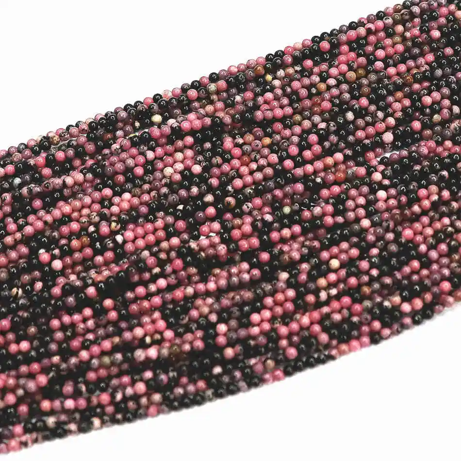 

New Rhodochrosite Black Veins stone 2mm 3mm hot DIY jewelry round loose Beads 15" B395
