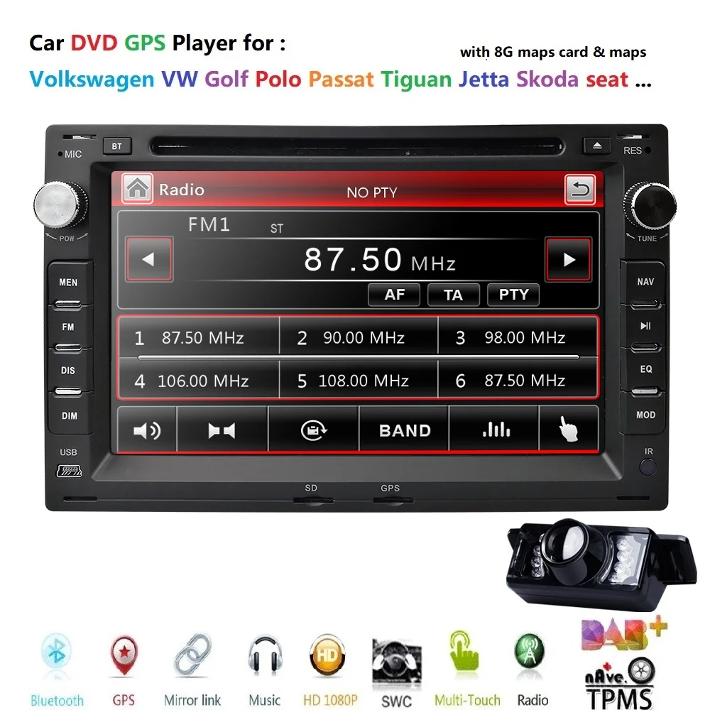 Sale 2 din AutoRadio GPS Car DVD Player for VW PASSAT B5 MK5 GOLF MK3 IV MK4 Polo MK4 Transporter T5 BORAFord Galaxy Sharan SEAT leon 4