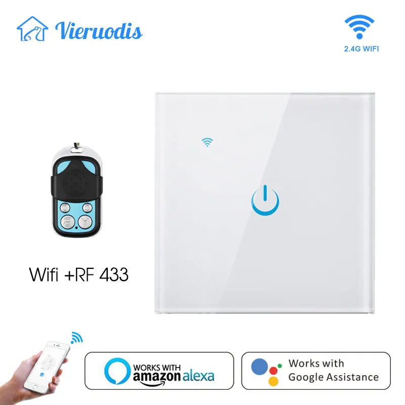 

EU/UK Standard RF433 Remote Control Wall Switch,TUYA APP/Wifi Control Touch Light Switch With Amazon Alexa Google for Smart Life