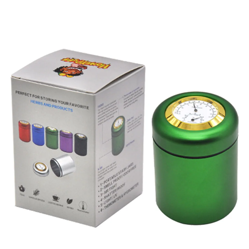 HORNET Air Craft Алюминиевый металлический контейнер для хранения с термометром и гигрометром герметичный контейнер для хранения таблеток Чехол - Цвет: Зеленый