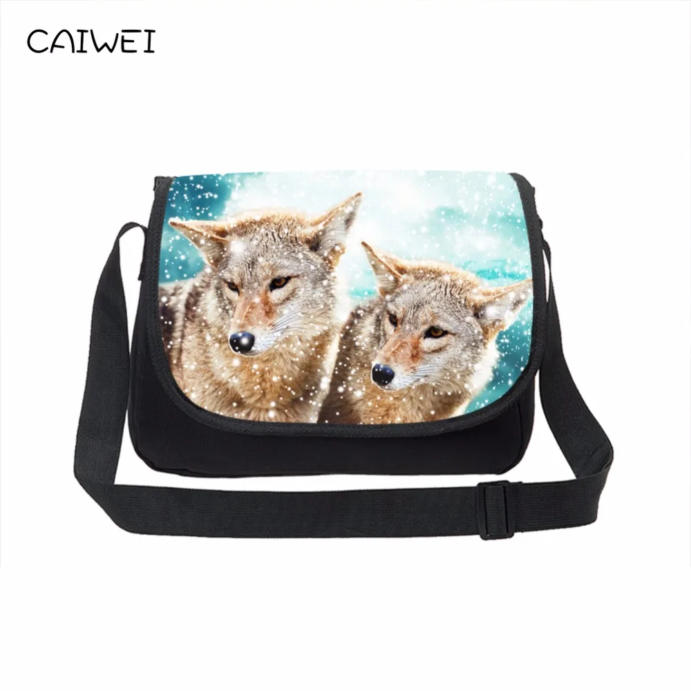 Большая холщовая сумка мессенджер Cool Wolf для мужчин мужская через плечо с