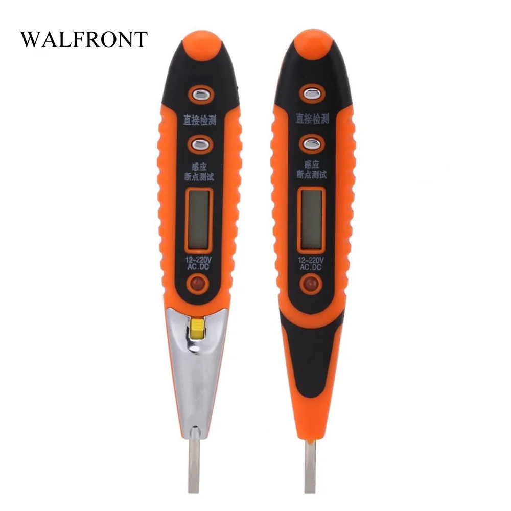 

WALFRONT Digital Voltage Tester Portable LED Display Voltage Detector AC/DC 12-220V Waterproof Voltmeter Test Pen with Light