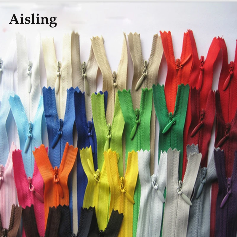 

HOT SALE 40 50 cm Invisible Zippers 100PCS/Lot Just One Color 3# DIY Nylon Coil Zipper For Sewing Cushion/Back Tailor Tools D182