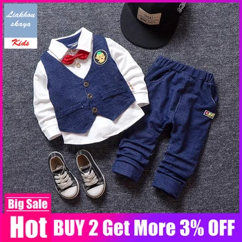 

Liakhouskaya 2019 Toddler Suits For Boys 3Pcs Set Vest Gentleman Clothes For Weddings Formal Clothing Kids Baby Boy Tracksuit