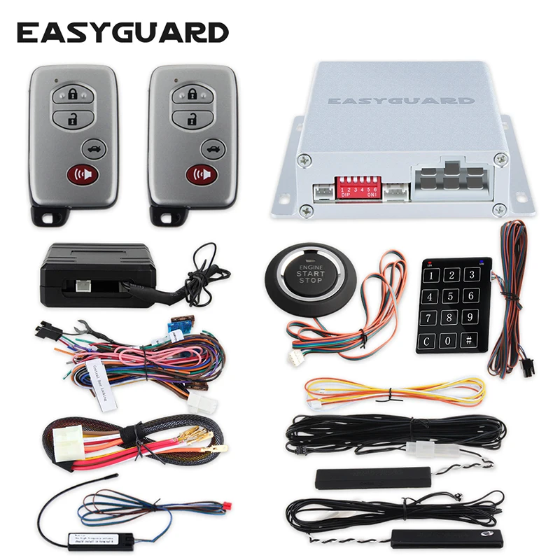 

EASYGUARD auto car alarm system with auto start push button start PKE keyless entry automatically lock unlock bypass module