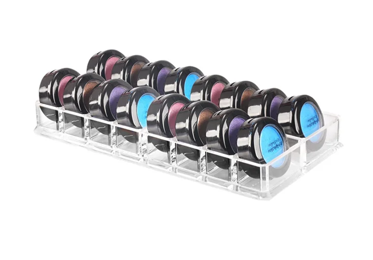 

16 Compartment Acrylic Lipstick Organizer, Clear and Transparent Cosmetic Beauty Vanity Holder Storage