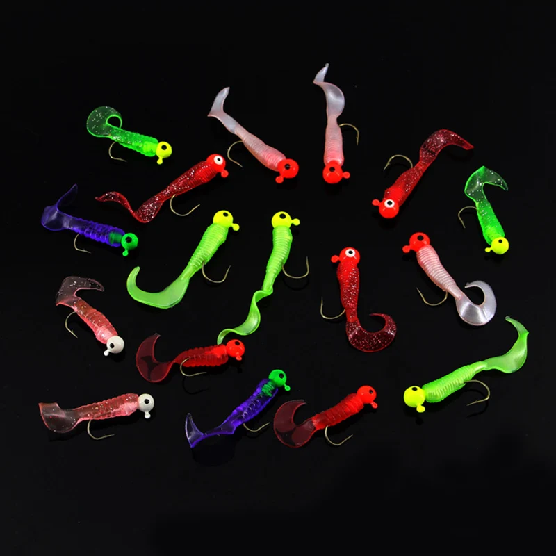 

New 17Pcs Fishing Lure Set Soft Worm Baits Lead Jig Head Hooks Simulation Tackle Kit LMH66
