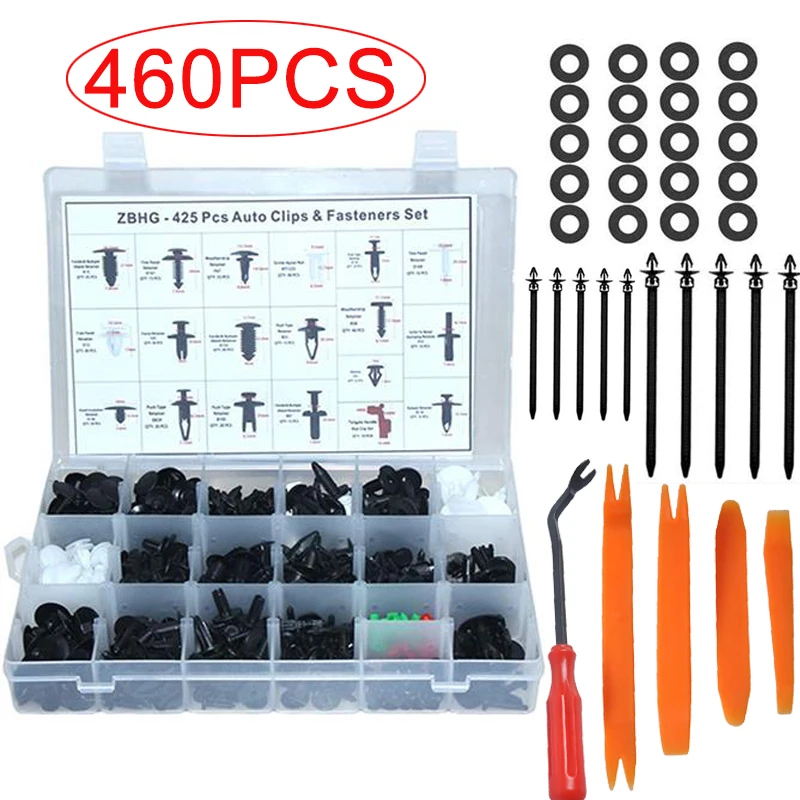 

460PCS/Set Car Fastener Clip Body Interior Fender Bumper Retainers Fasteners Car Mat Clips Plastic Rivets Trim Assortment Kit