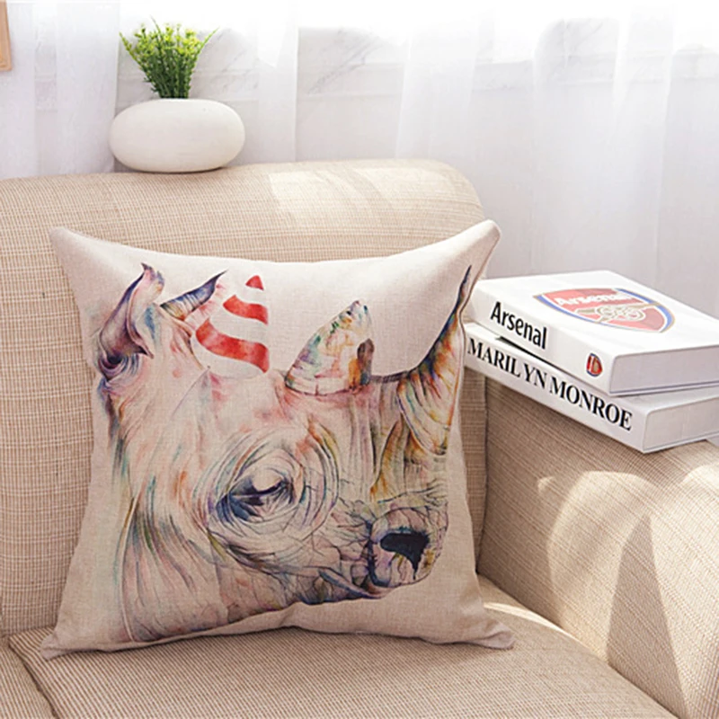 Colorful Animals Cushion Cover Animal Pillow Covers Giraffe Deer Zebra Pillow Case for Home Decoration Pillowcase
