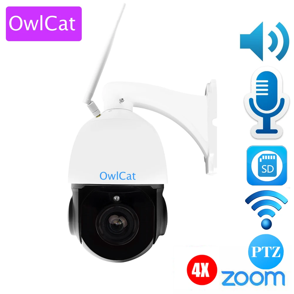 

OwlCat Sony323 CMOS 3516C Outdoor Waterproof WiFi 4X Zoom PTZ IP Dome Camera 1080P HD IR Night Vision Audio Two way Talk Metal