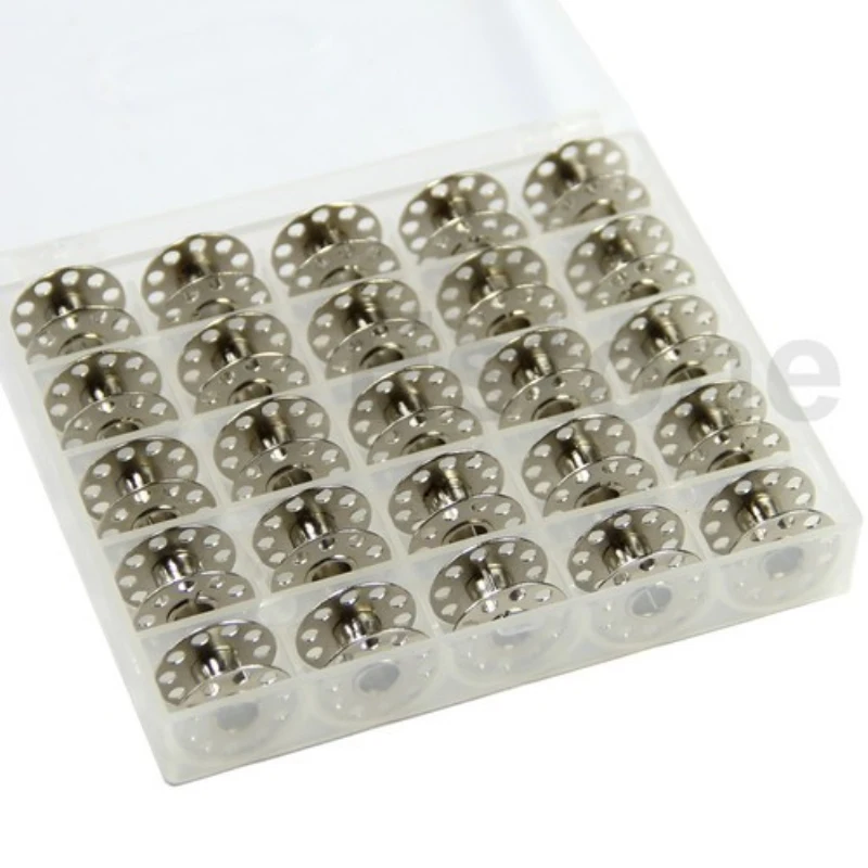 

25Pcs Empty Bobbins Spool Metal Case For Brother Janome Singer Sewing Machine