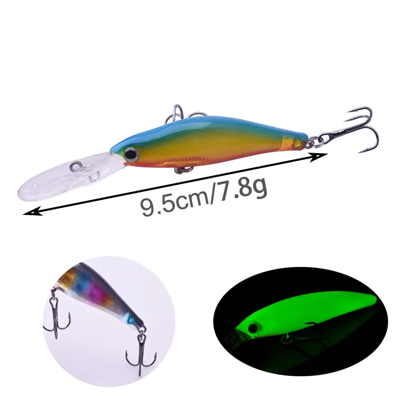1 piezas 9 cm 7,3G luminosa flotante láser Minnow duro Señuelos de Pesca 3D ojos Aritificial Wobblers Crankbait de cebos pesca Isca