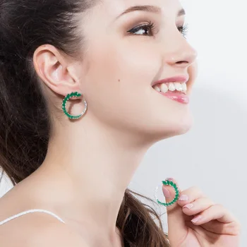 

Bilincolor big green simple stud wedding earring female for bridal